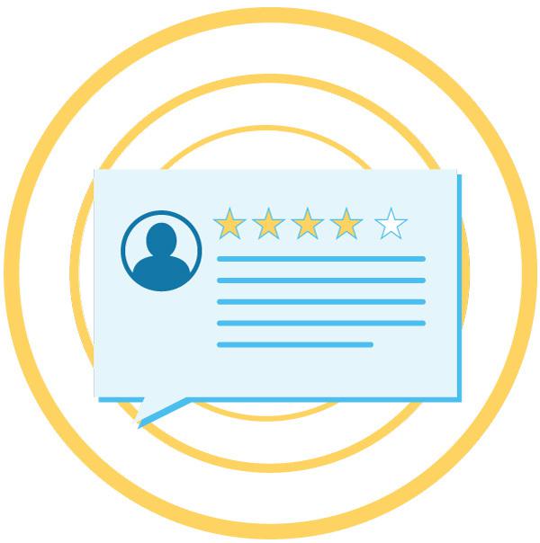 Illustration showing an example of a four-star review.